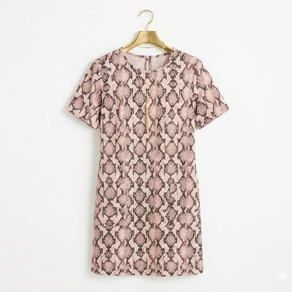 Michael Kors Snakeskin Print Dress Womens XL Short Sleeve - Picture 3 of 17